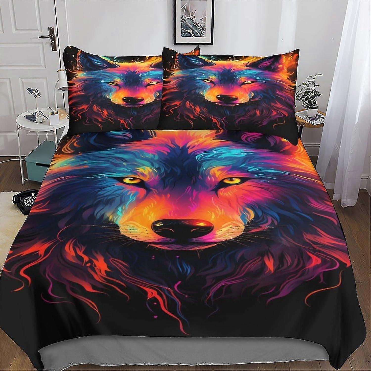 Colorful 3D Digital Print Bedding Sets with Pillowcase and Duvet Cover Soft Microfiber 3 Piece Set with Zipper Closure