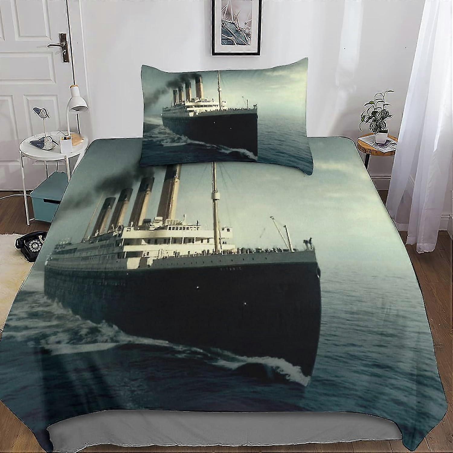 Titanic 3D Print Copripiumino Set Copripiumino Set Biancheria Da Letto Morbida Singola Microfibra Leggera