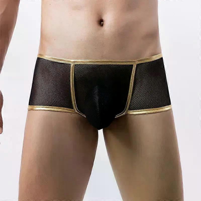 Men's Boxy Underwear Mesh Breathable Transparent Trunks Gays Erotic Low-rise U Convex Pouch Boxer Shorts Sissy Quick Dry Panties
