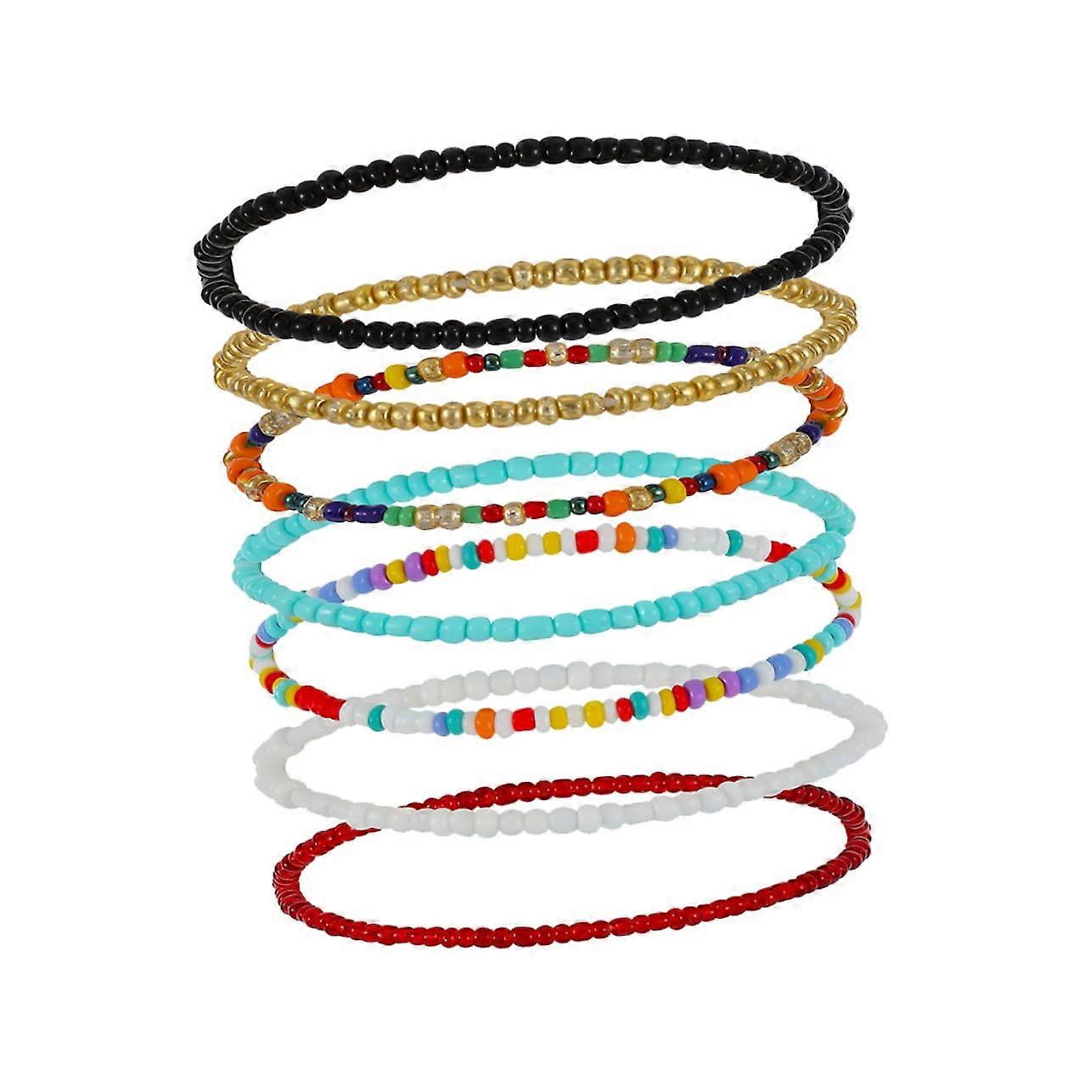 7piece boho anklet for women, adjustable bracelet, ankle bracelet, simple handmade ankle decorations, elastic
