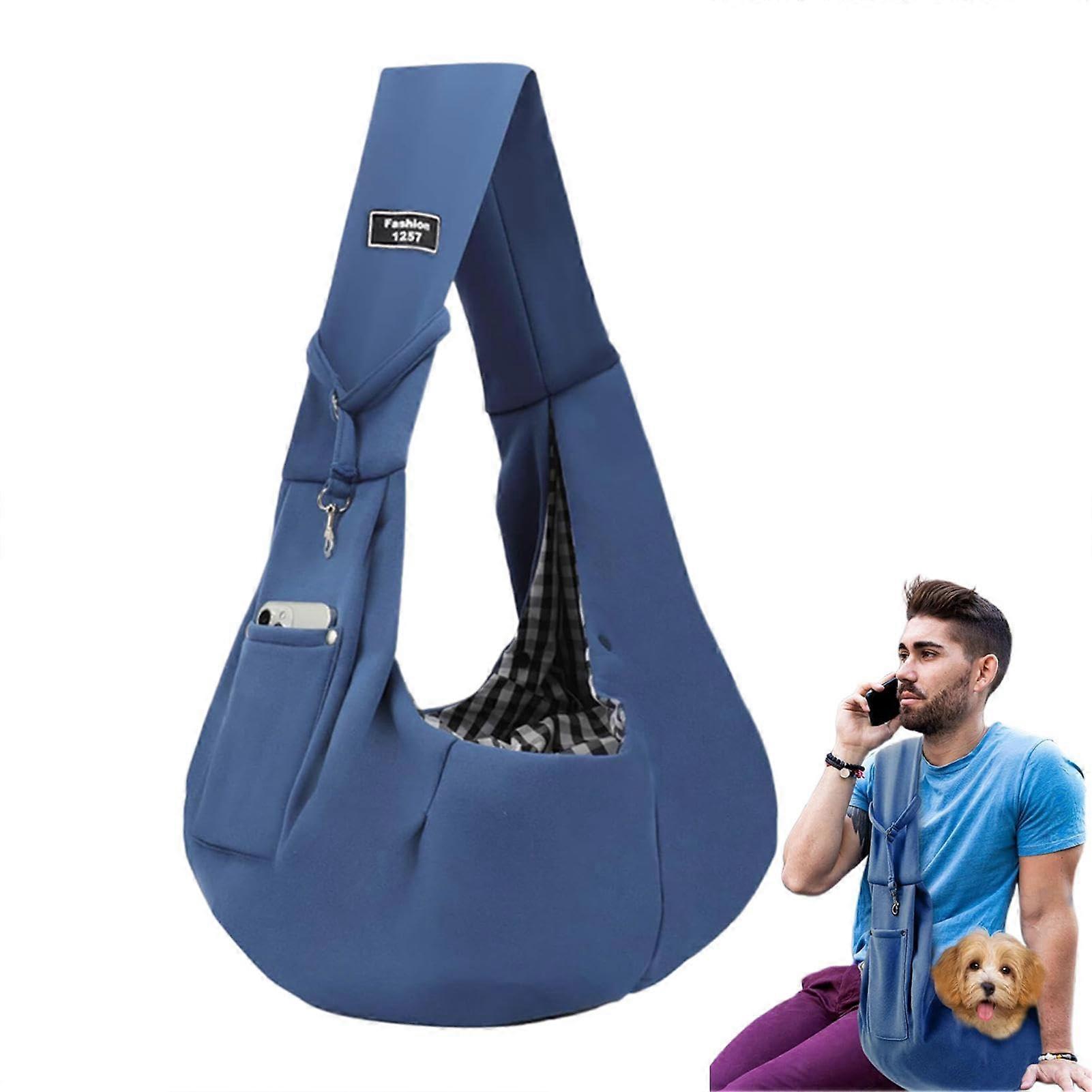 Pet Sling Carrier, Shoulder Pouch for Small Dogs, Travel Pet Bag, Blue