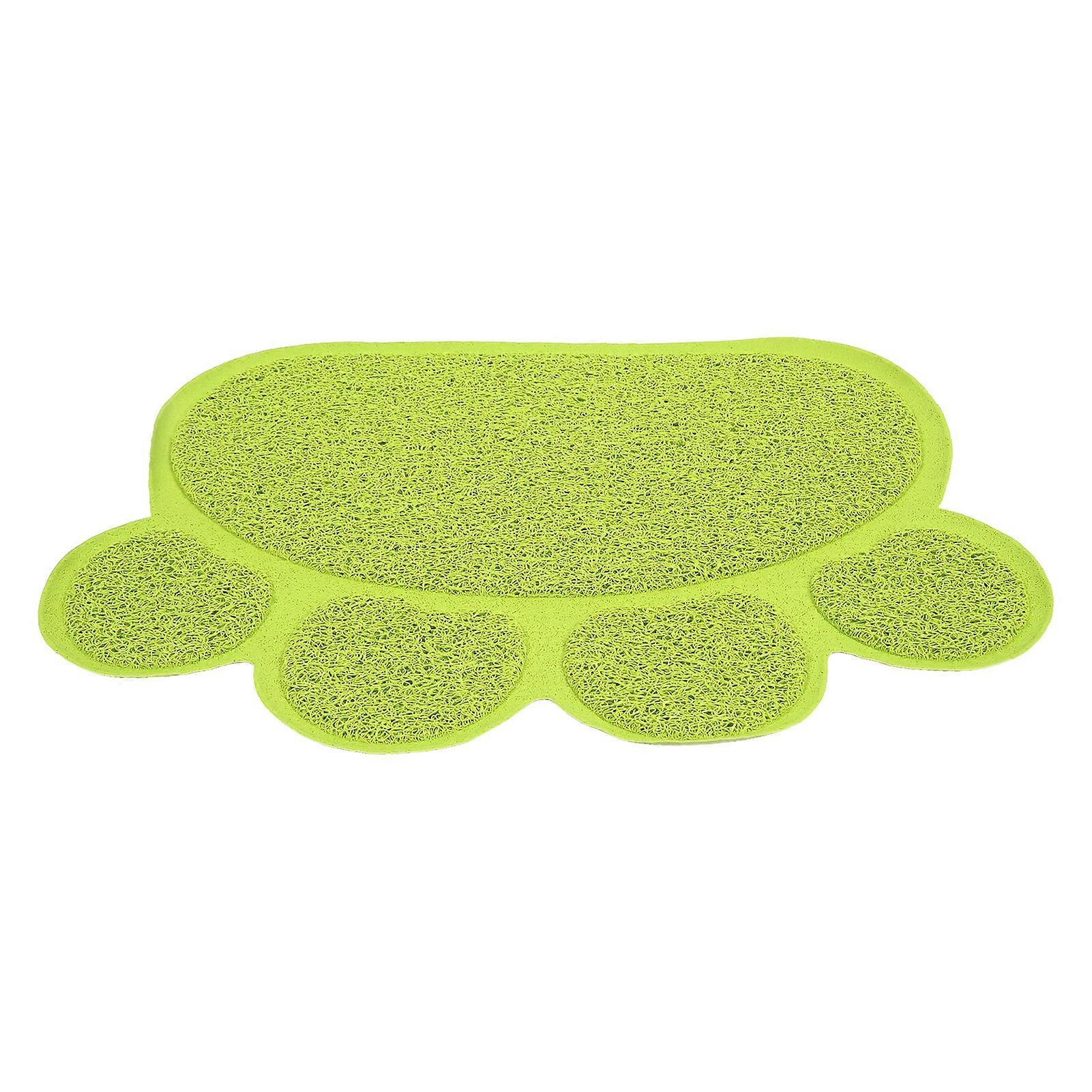 Litter Box Mat Prevent Slip Waterproof Soft Paw Shaped PVC Cat Litter Box Pad for Indoor Floor Green