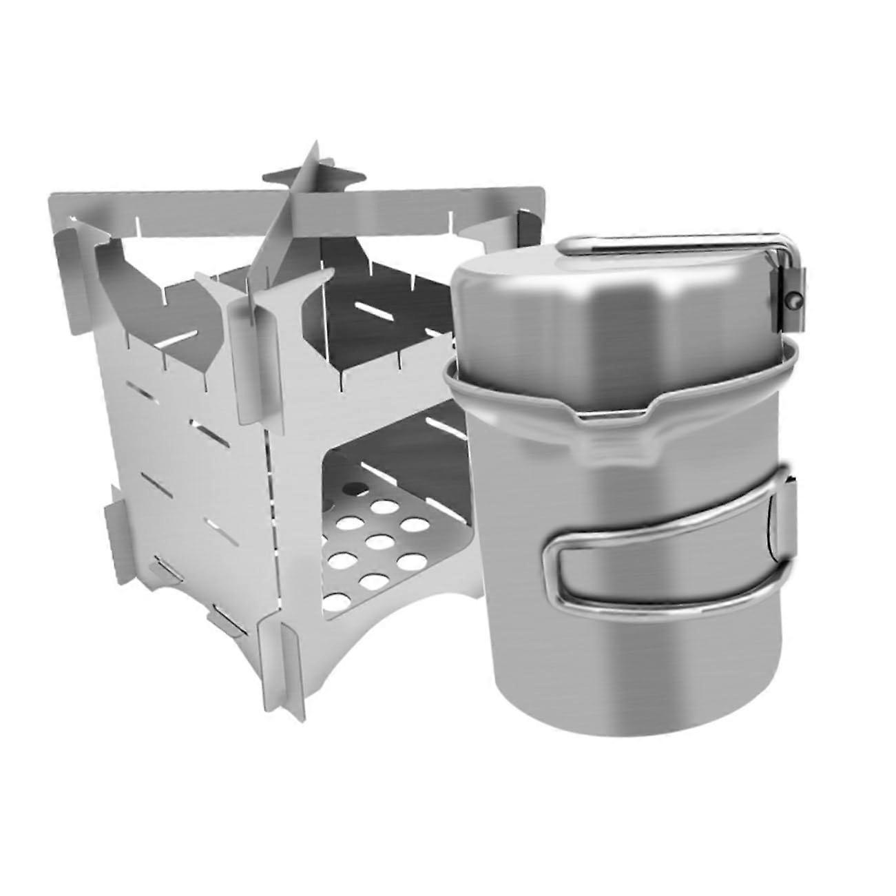 Camping Cookware Set for Backpacking and Camping Stove, Foldable, Wood Burning, Lightweight Aluminum Cookware