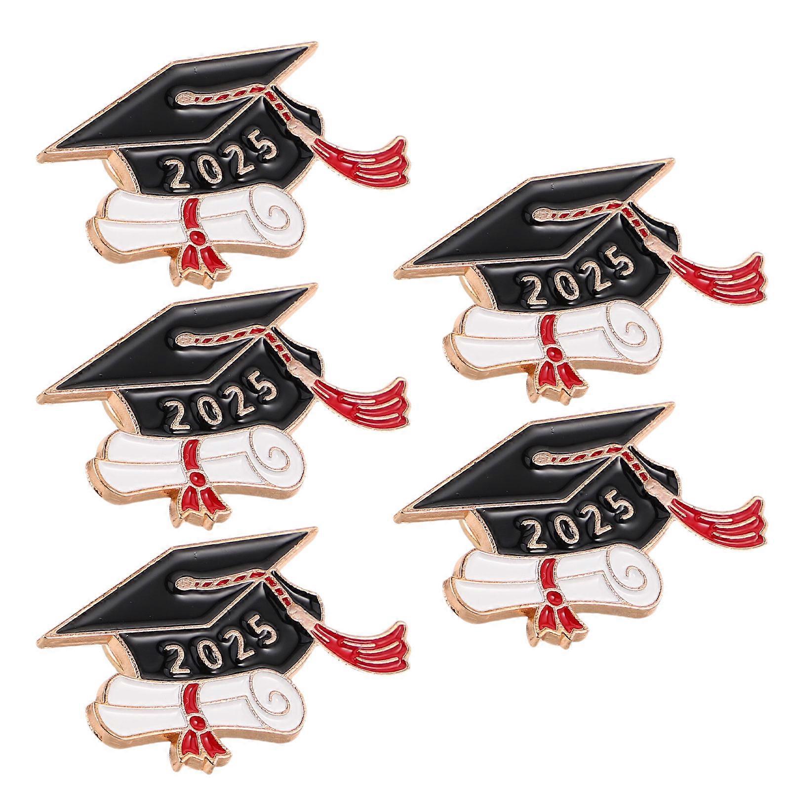 Garment Pins Badge Class Of 2025 Graduation Cap Enamel Lapel Pin For High School Graduates .00X1.80X1.00CM Commemorative 5Pcs