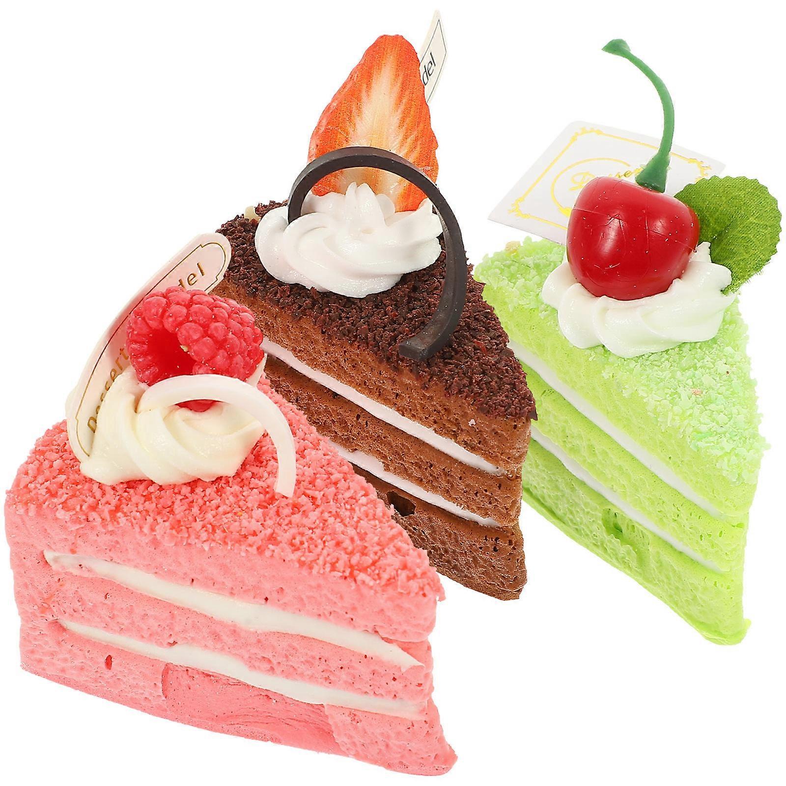 Artificial Display Cake Simulated Dessert Prop Lifelike Design Educational Model Assorted Color 7.00X7.00X4.00CM present 3Pcs