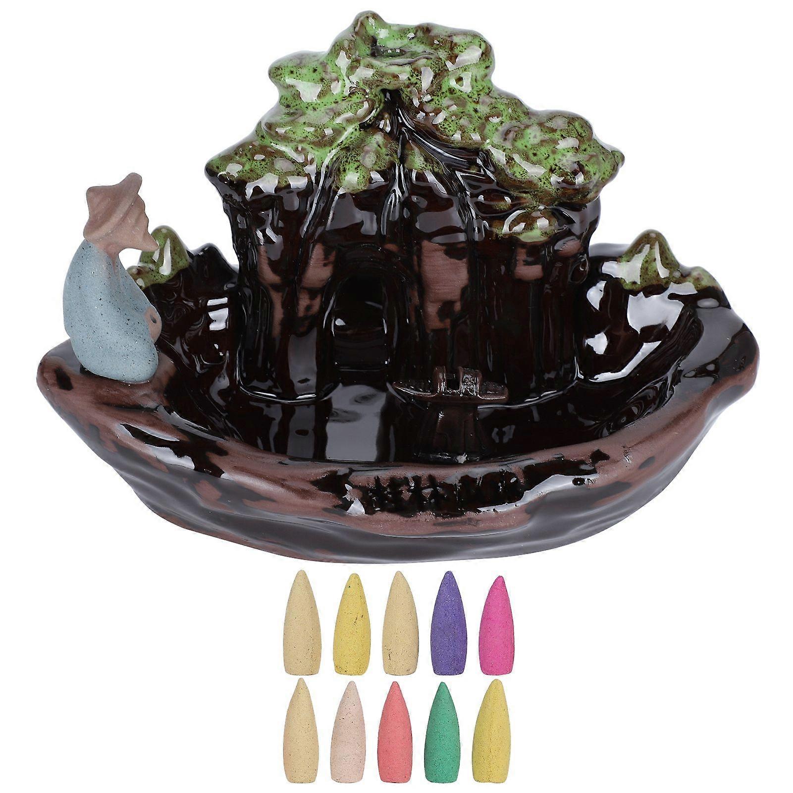 2025 Latest Model  Ceramic Incense Burner Holder Smoke Backflow for Office