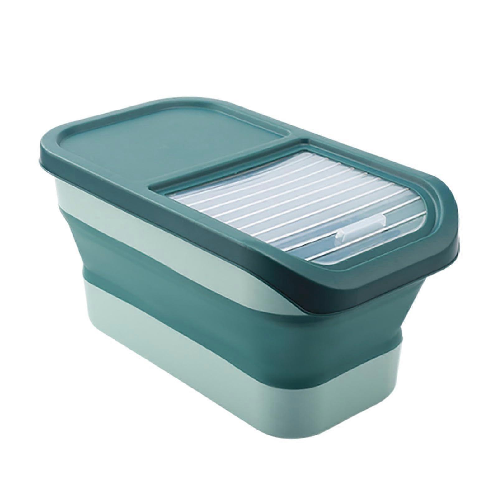 Pet Food Container, Storage Containers for Pets, Food Box, Folding Lid, Airtight, Transparent Food Container for Dogs and Cats (Green)