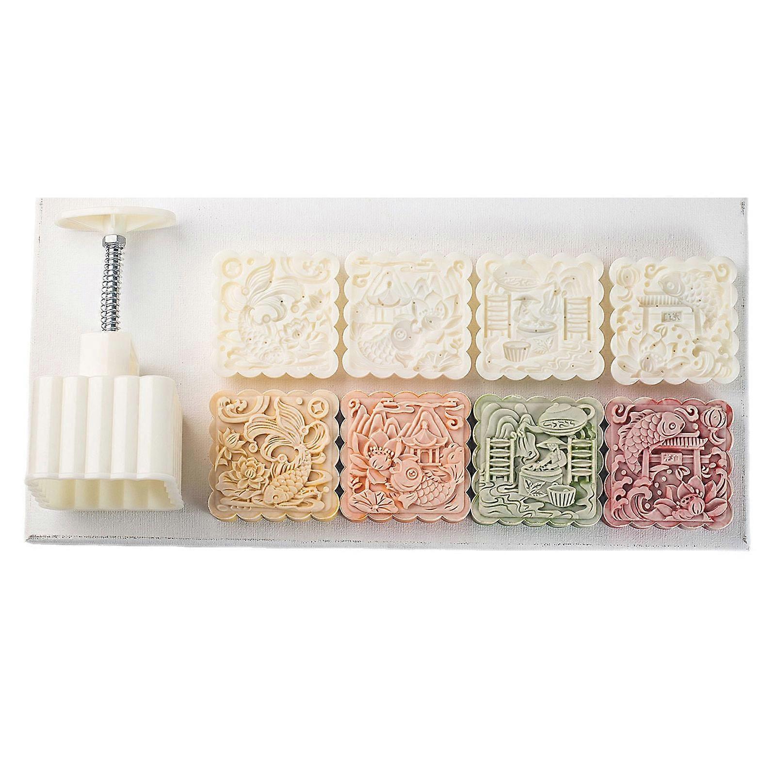Hand Pressure Dessert Molds Square Fish Pattern Cookie Molds Dessert Maker Festival making Cookie Pastries Tool