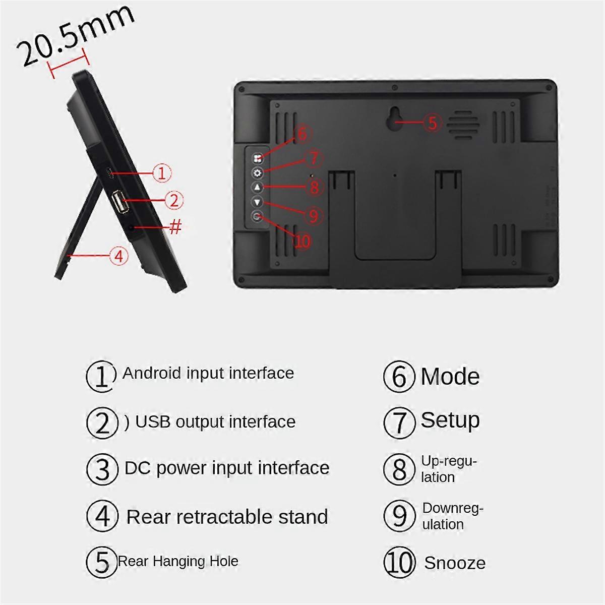 TFT Color Screen Digital Display Clock Reminder Alarm Clock for Living Room Bedroom Study Lobby Wall Clock Black