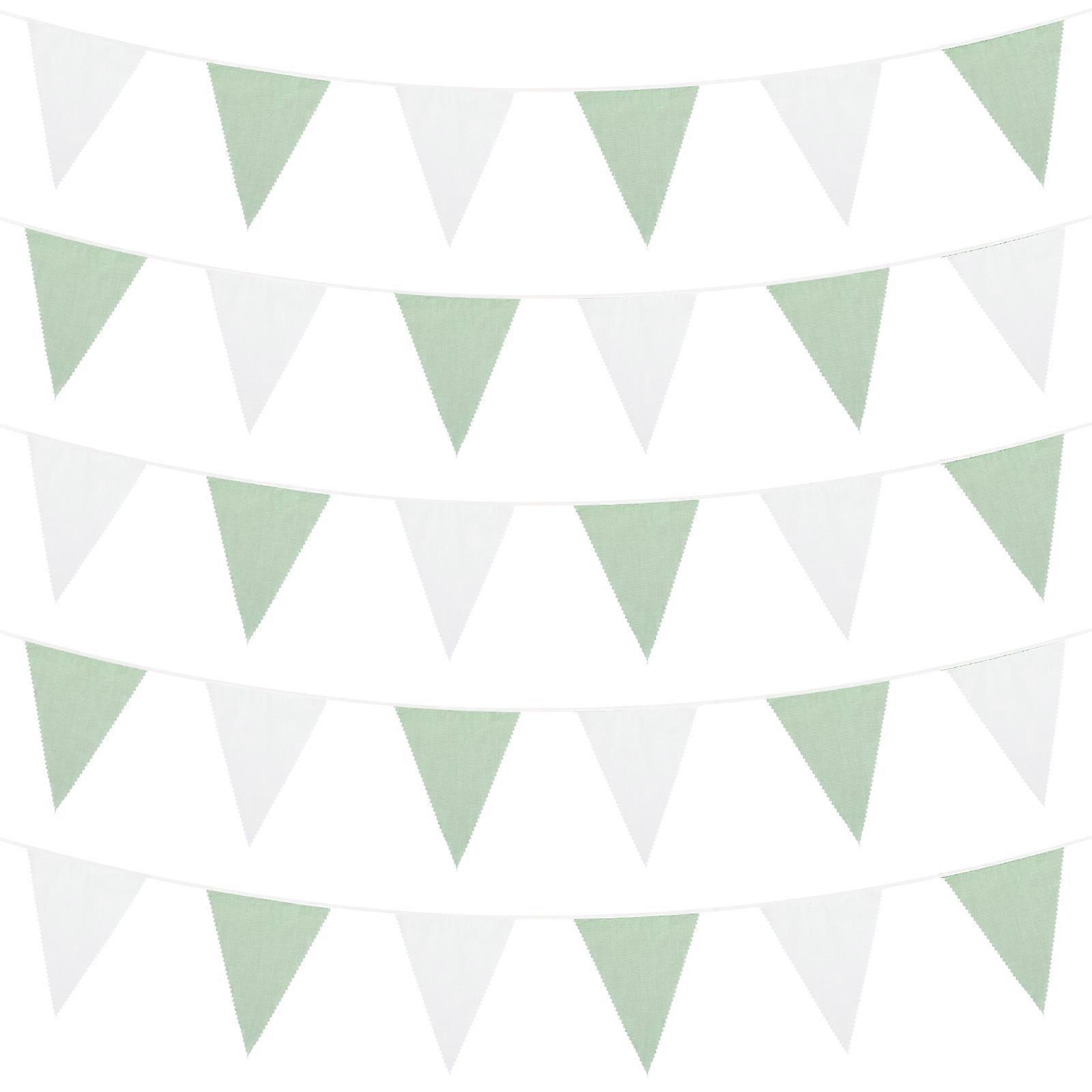 42pcs Triangle Pennant Banner Flags Hanging Bunting Decor for Birthday Parties, Showers & Events – Reusable, Easy Setup, Avocado Green & White Design