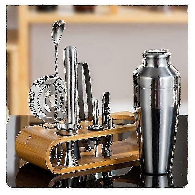 Bartender Shaker Shaker Bamboo Bar Set Bartender Set Bartender Set for Mixing Drinks Bar Home Loung jn