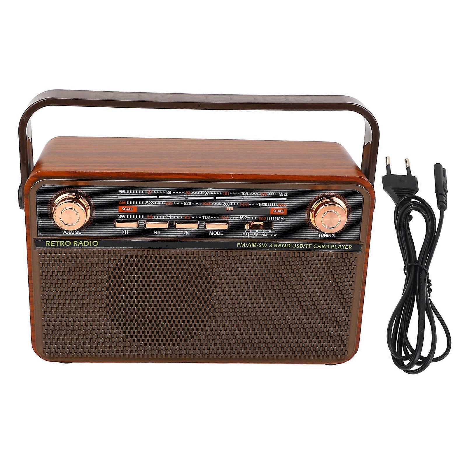 Retro Bluetooth Radio Speaker - 4 in 1 Portable AM/FM Digital Radio with EU Plug