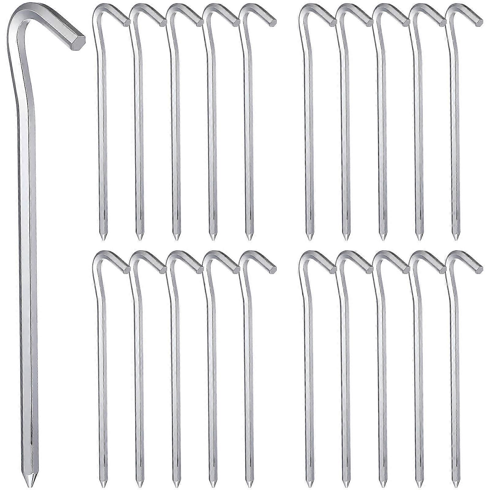 Strong Tent Pegs Zinc Coating Hexagonal Solid for Garden Edging Fencing 20Pcs