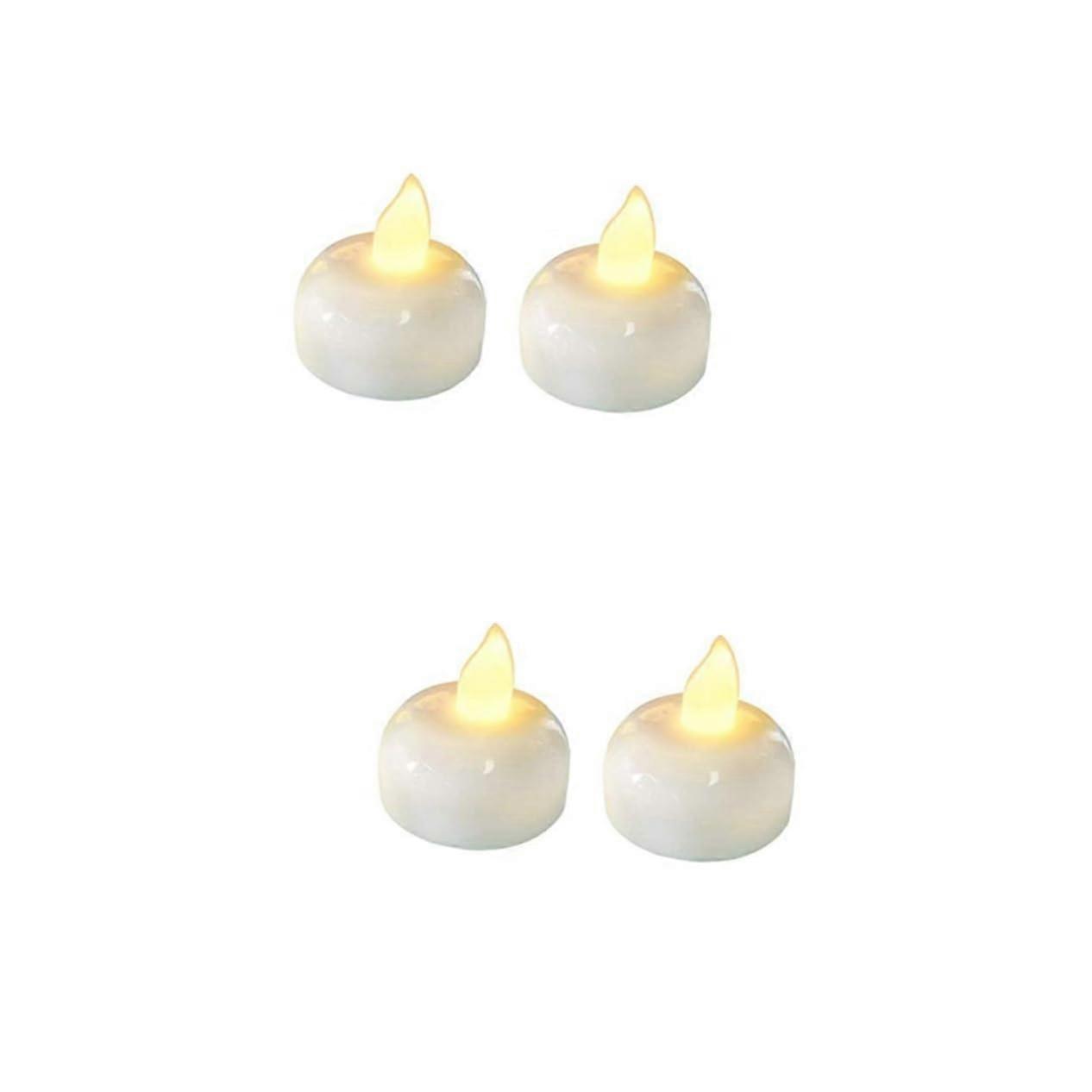 Set of 4 Waterproof White LED Floating Tea Lights for Christmas Decoration and Events