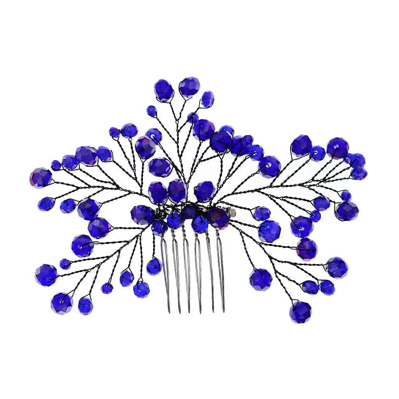 Bridal Hair Comb with Blue Zircon Stones Elegant Wedding Hair Accessory for Bride and Bridesmaids Handmade Occasion Jewelry