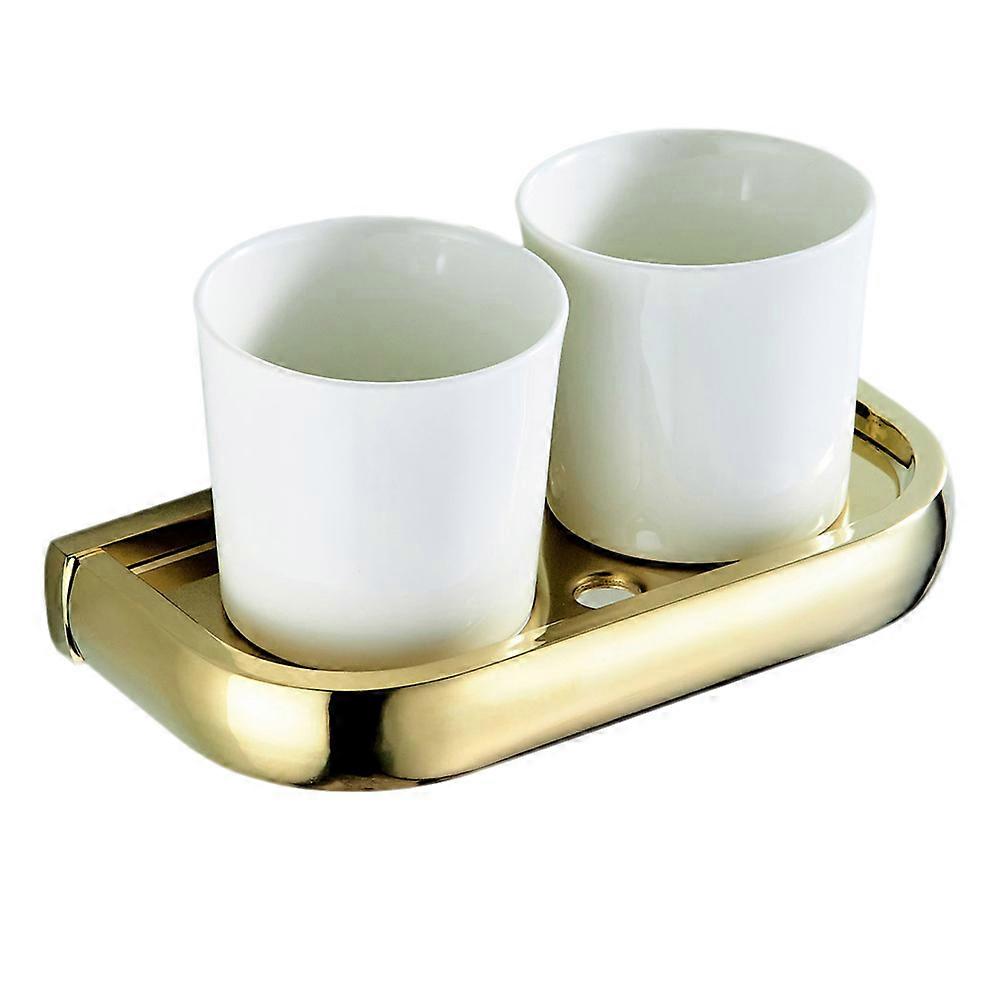 Toothbrush Cup Holder Simple Brass Wall Mounted Storage Shelf