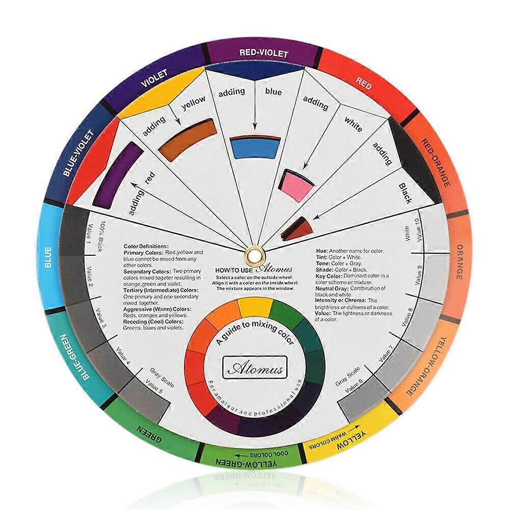 12 Color Professional Paper Card Three Tier Design Tattoo Color Wheel Guidance Round Central Circle Rotates Tattoo Makeup Tool