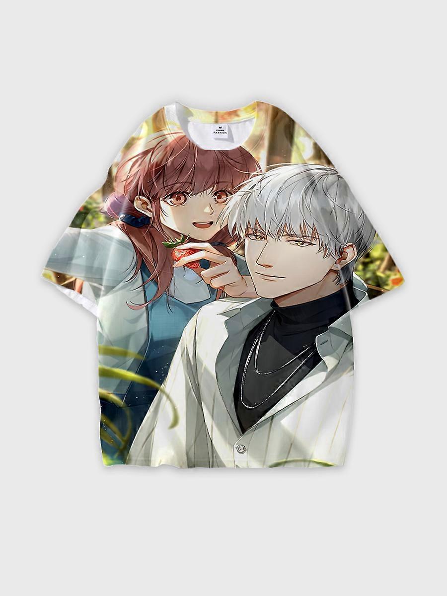 T-shirt col rond Cartoon Motif ample manches courtes JW722