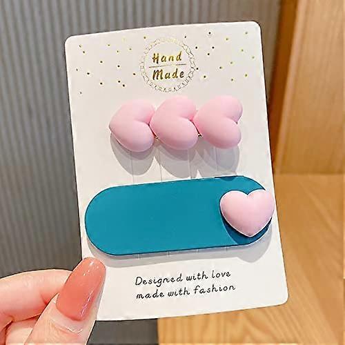 Heart-Shaped Hair Clip for Kids in Candy Colors - Cute Hair Accessory for Sweet Girls with Flexible Design (Color: B)