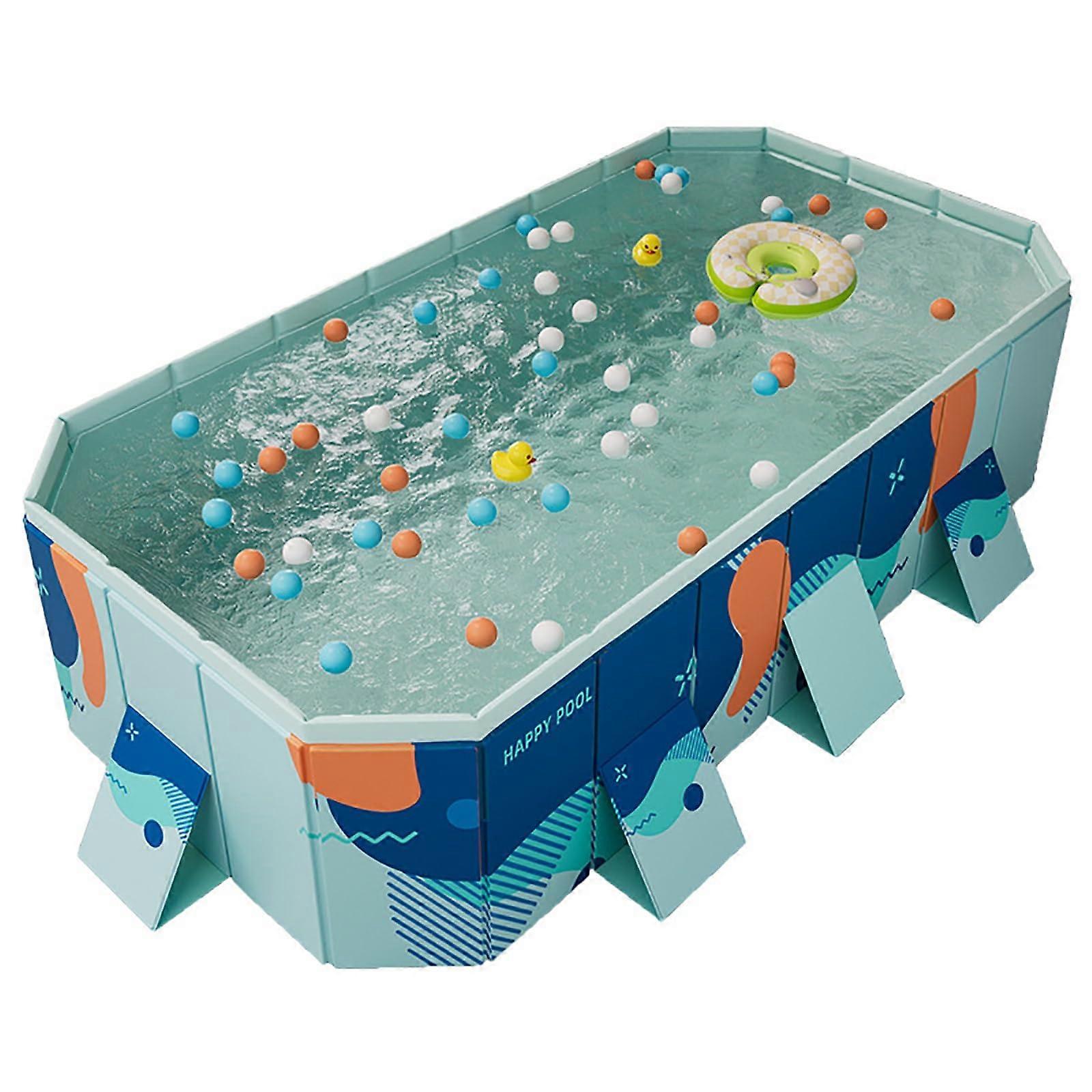 Foldable, NonInflatable Pool, Large Pool with 3 Drains and Hard Plastic Shell for Garden and Beach (A, 1.85m/6ft) 1.85m/6ft A