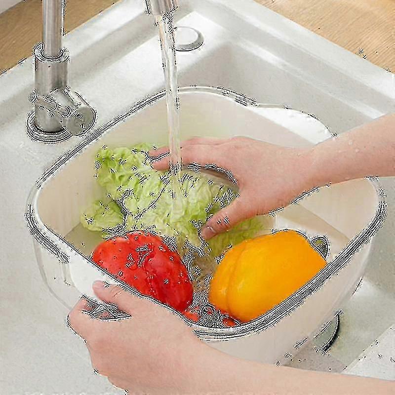 2025 Drain Colander Fruit And Vegetable Bowl Set Double Layered Drain Basin And Basket Great For Placing