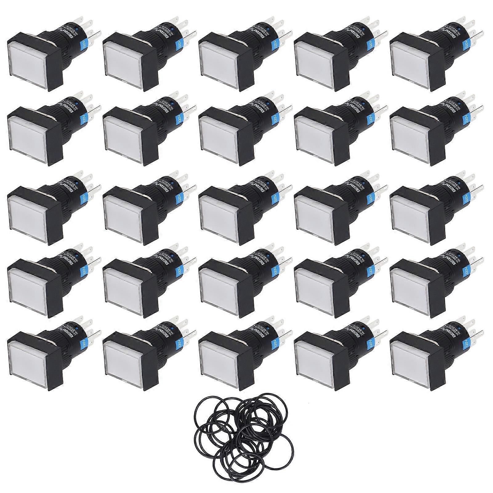 25PCS Micro Button Switch with Light Self Locking Push Switch for Industrial Device 220V 5A