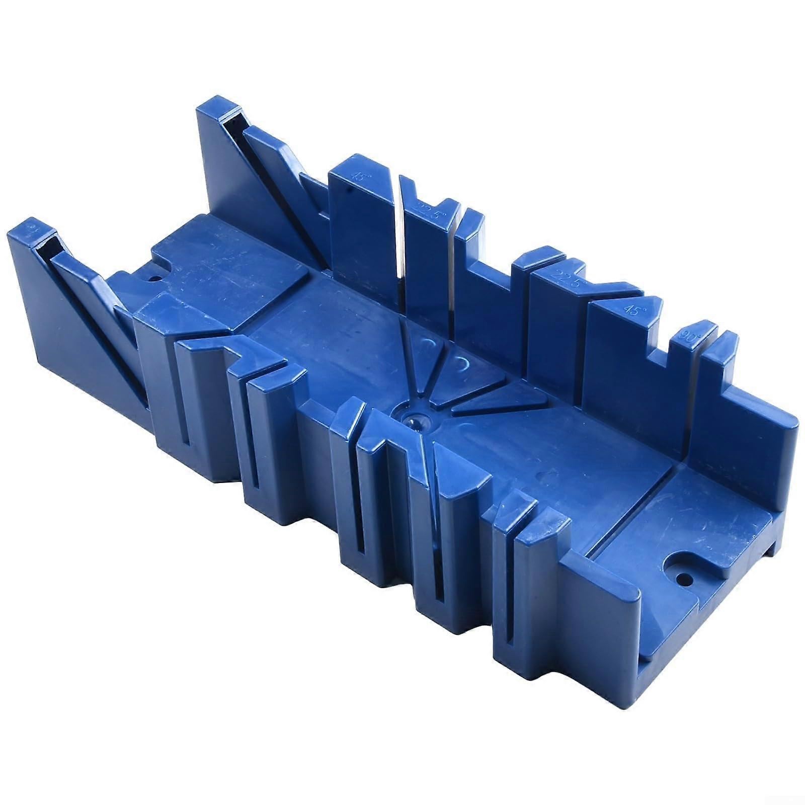 Carpenter's miter box tool for 45degree90degree cutting of wood trim lines, baseboards, picture frames with angle slot design (small)