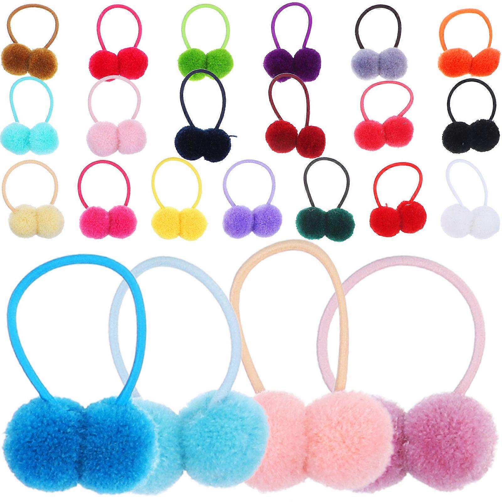 Fluffy Hair Ties Elastic Ponytail Holder for Kids in Assorted Colors 48 Pieces