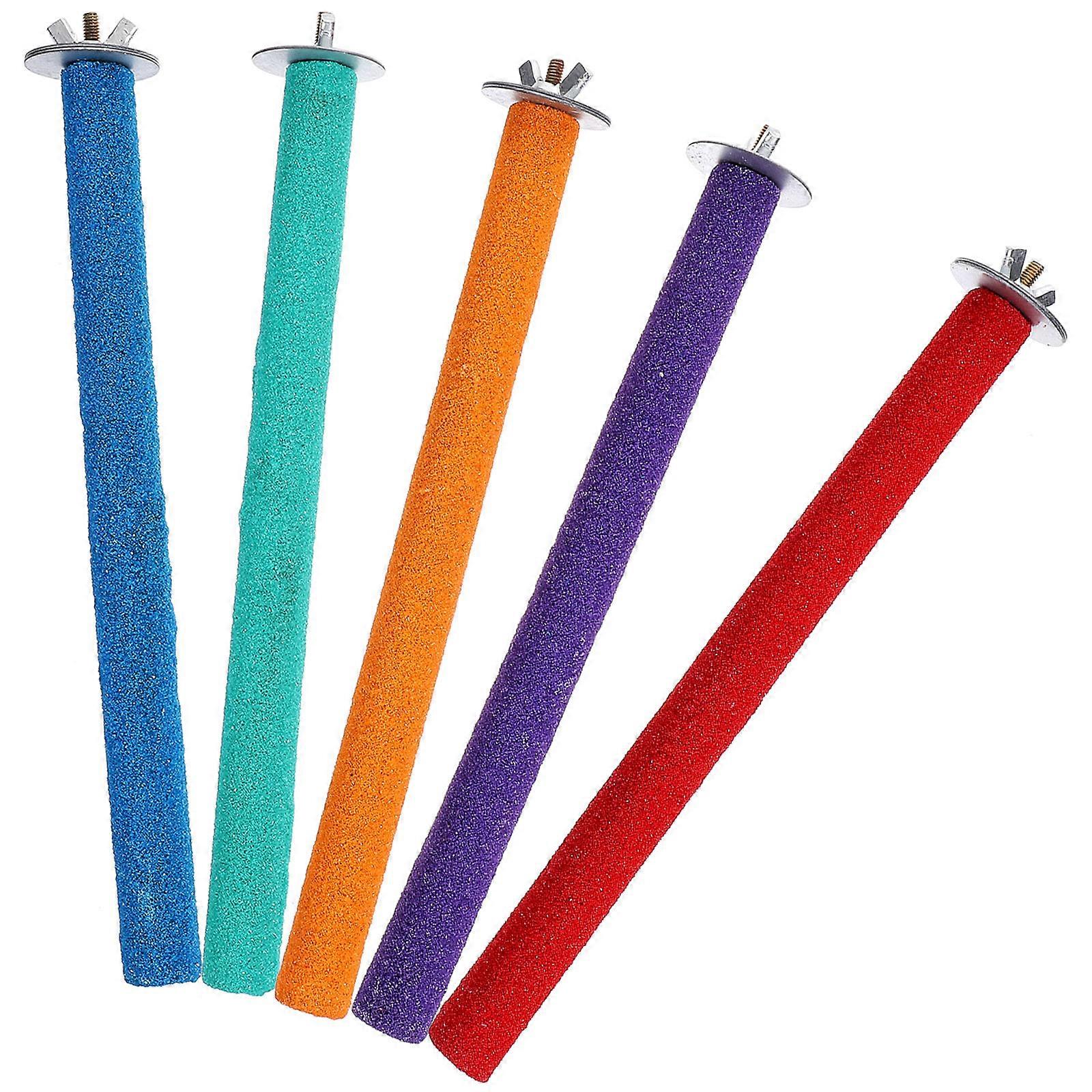 Colorful Bird Perch Stand with Claw Grinding Rods – Easy Attach & Clean for Canaries, Budgies, and Small Parrots