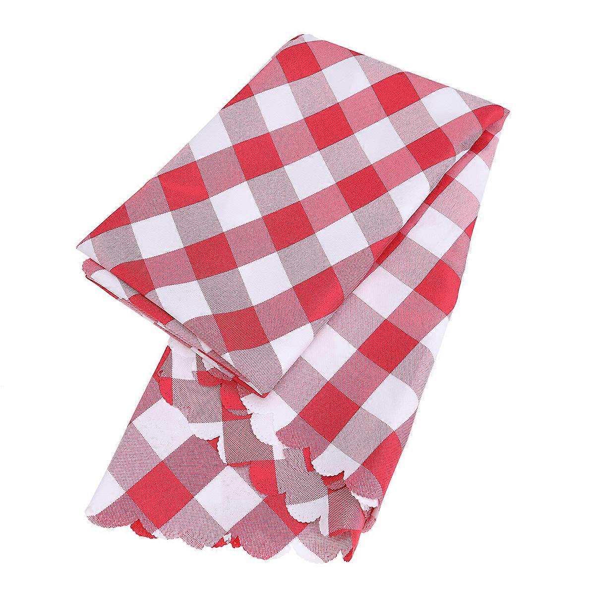 Checkered Round Tablecloth Polyester Dining Table Cover for Picnic Camping 160.00X160.00X0.20CM 1Pack