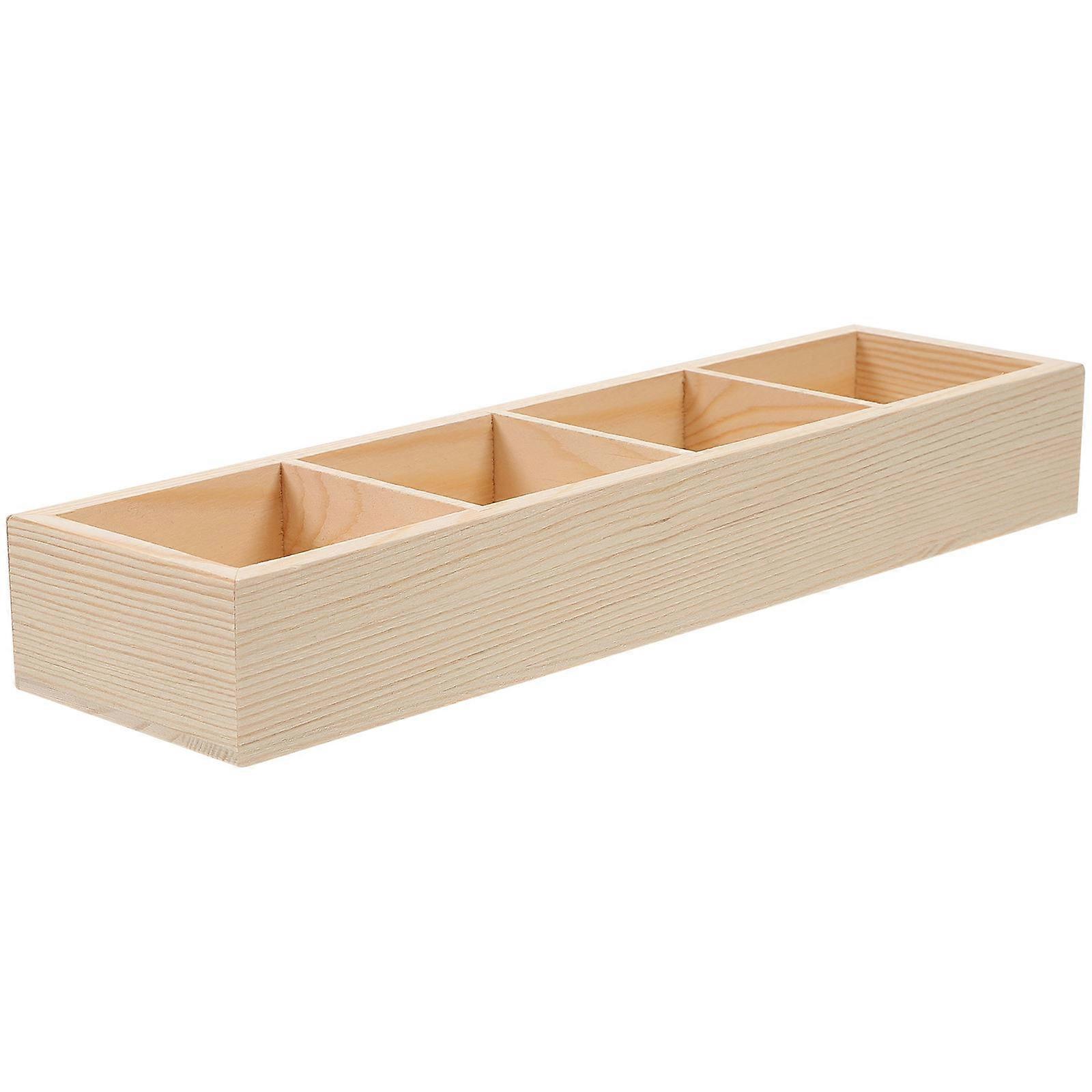 Countertop Storage Container Wooden Tea Bag Box Compartments Design For Home Use Light Yellow Color Space-saving 1Set