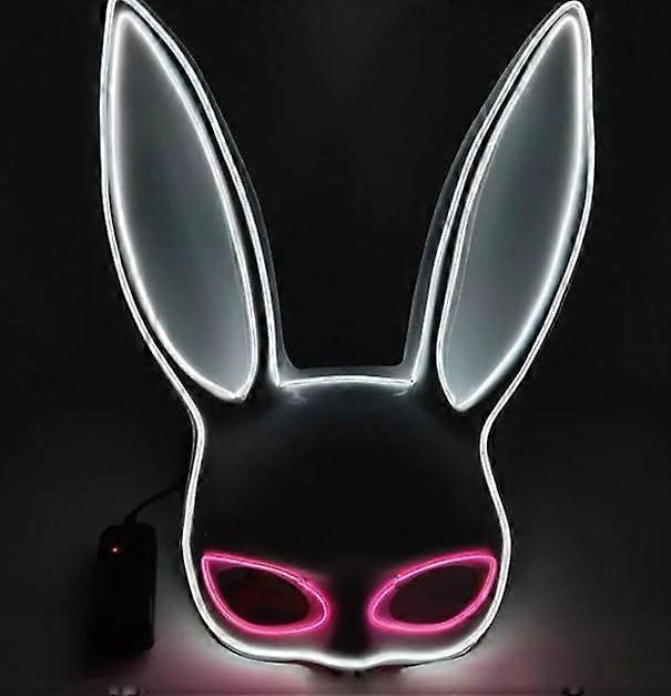 Halloween Mask with LED Lights, Women's Light-Up Mask, 3 Flash Modes for Adults, Cosplay, Carnival, Fancy Dress, White