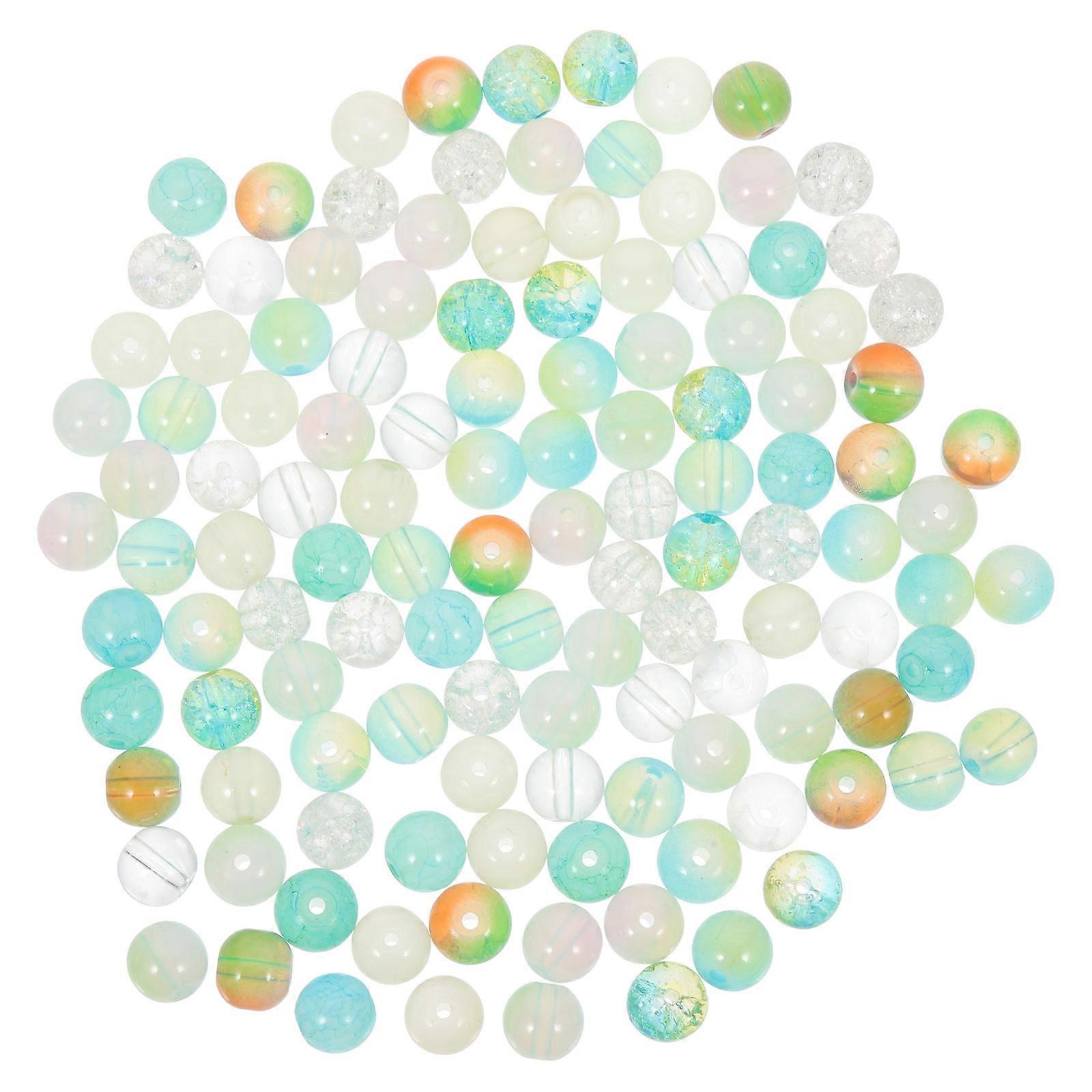 Jewelry Making Beads Crackle Glass Round Spacer Multi-Color 0.8x0.8x0.8cm 200Pcs
