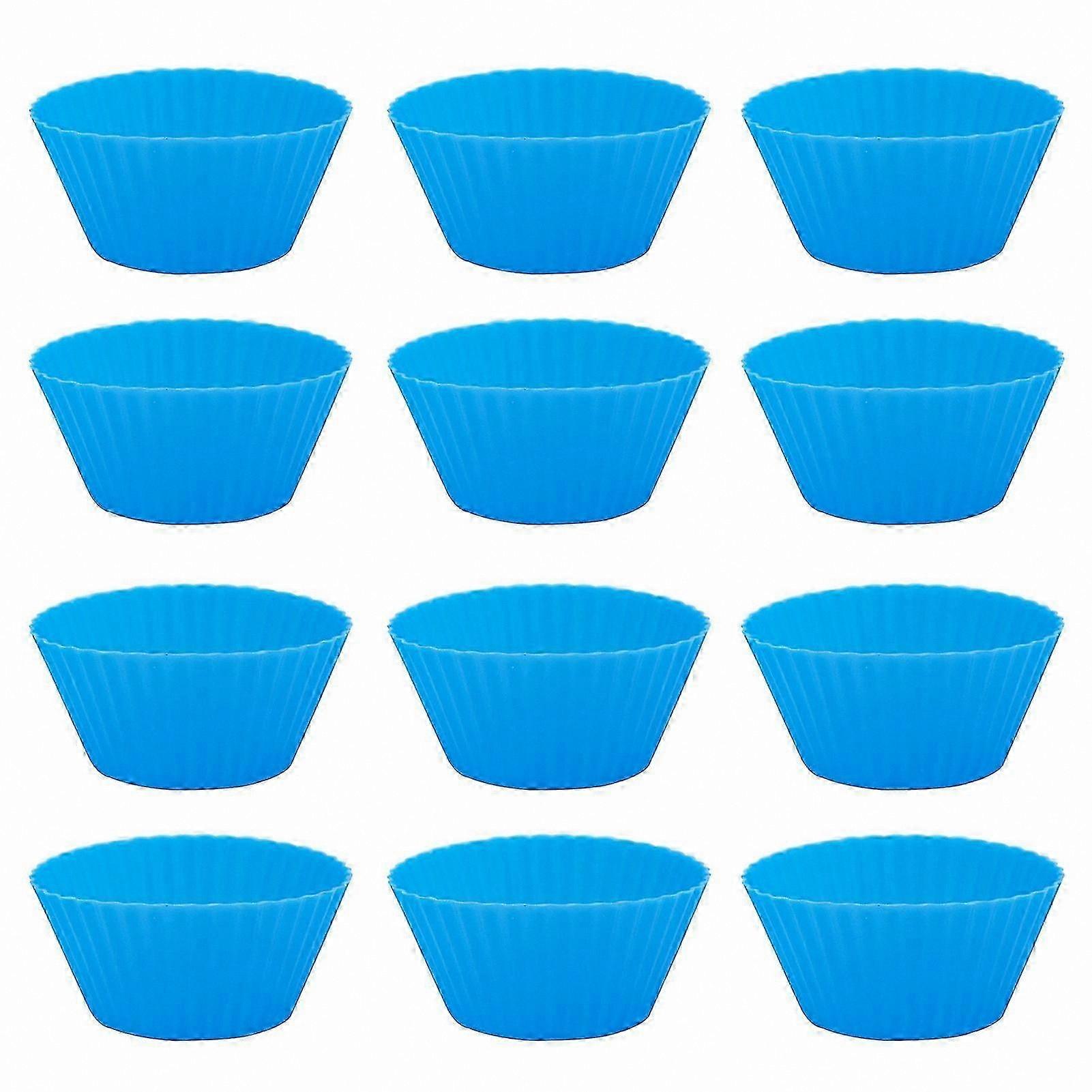 Set of 12 Round Silicone Muffin Cups, Non-Stick, Heat-Resistant, Food-Safe Bakeware for Baking and Parties