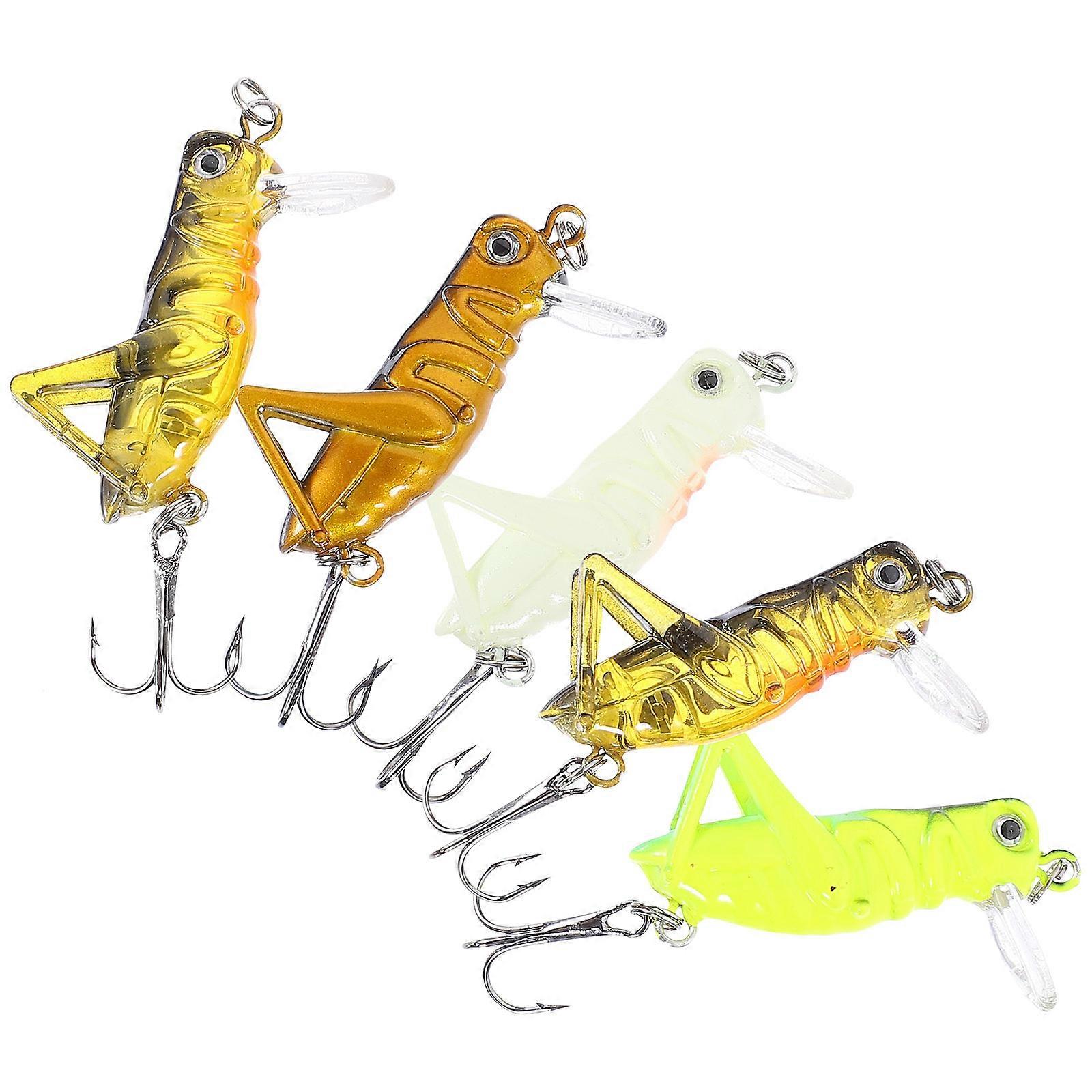 5pcs Lifelike Freshwater Artificial Grasshopper Fishing Baits, Durable Hard Baits with Strong Hooks for Attracting Various Fish Species