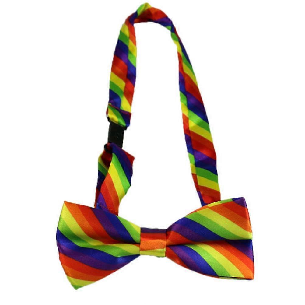 Colorful Bow Tie And Braces Set For Men Women Party Costume Rainbow Stripe Printing Holds Pants Up Securely 3Pcs