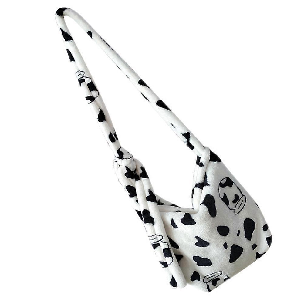 Cute Cartoon Bag Plush Cow Pattern Bag Kids Small Shoulder Bag For Lady Birthday Thanksgiving Day Christmas New Year 1Set