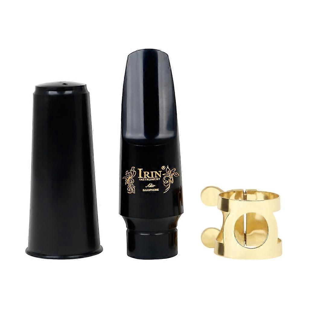 Saxophone Mouthpiece Set ABS 4C Mouthpiece Bakelite Gold Painted Ligature Suitable for Beginners and Advanced Users