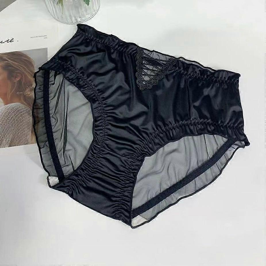 Satin Lace Panties Large size Seamless briefs women's icesilk underpants for weight 100kg lady's underwear