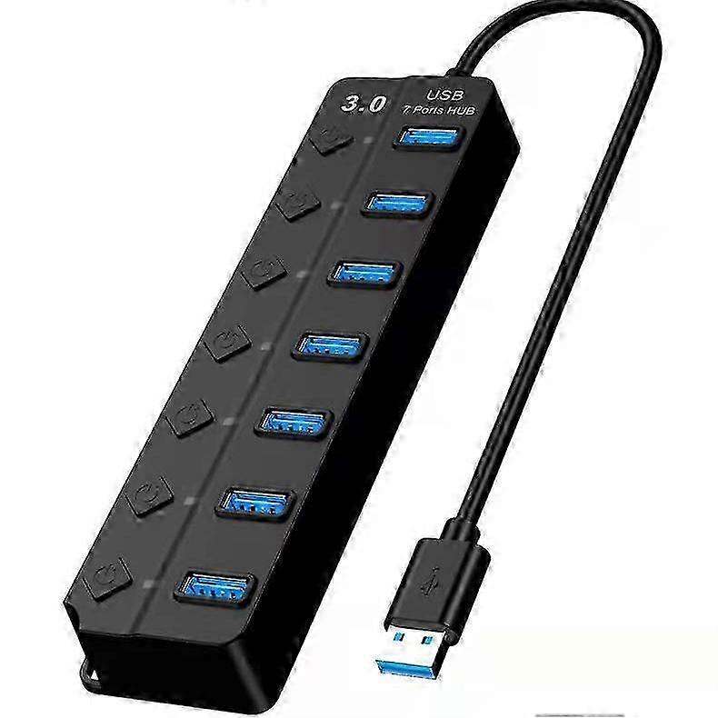 USB Hub 3.0, Eanetf 7 Port USB hub with LED Individual On/Off Switches and Extended Long Cable for MacBook, Mac Pro, Mac Mini, iMac, Surface Pro