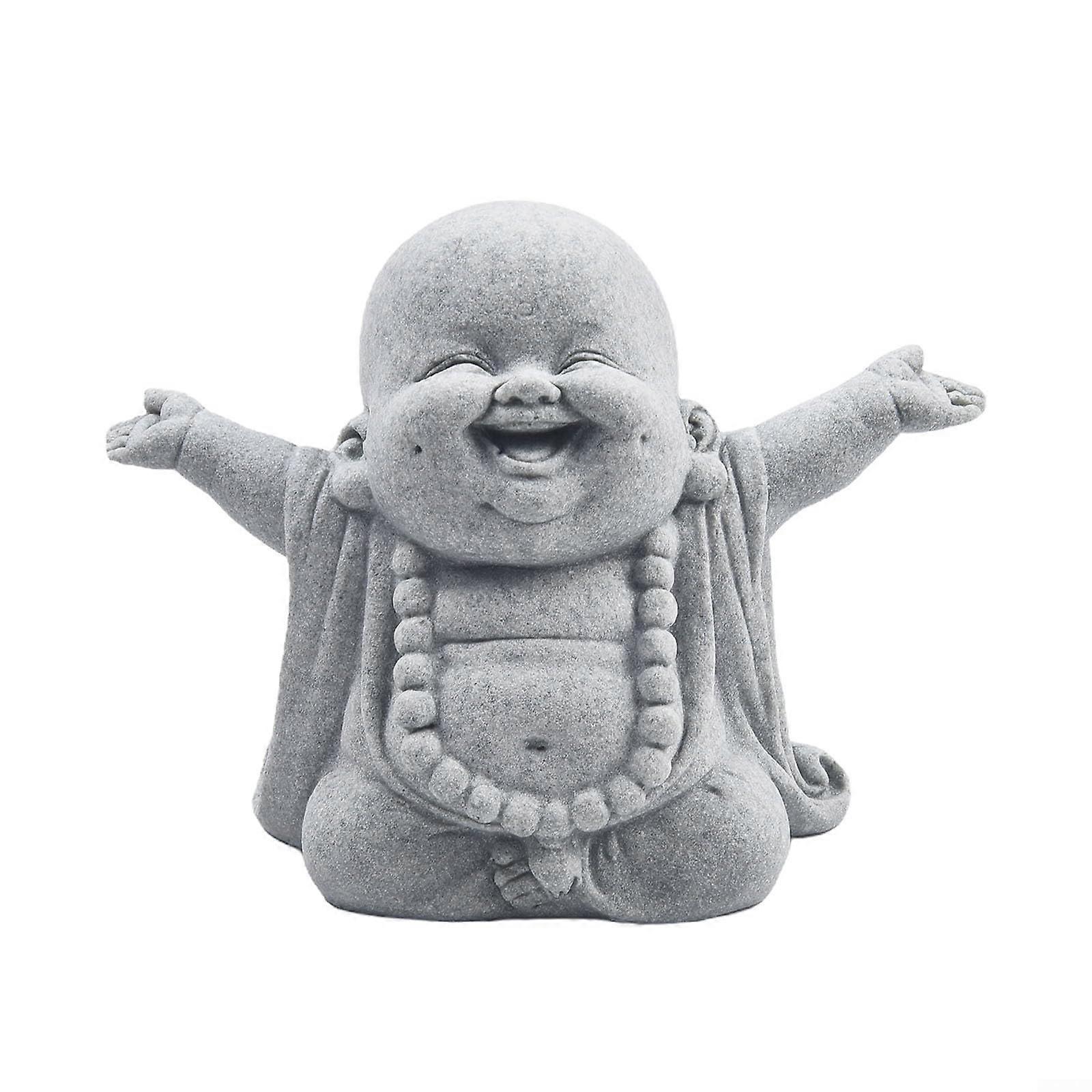 Aquariumfriendly, chubby smiling Buddhism figure made of resin with a timeless appearance (A)