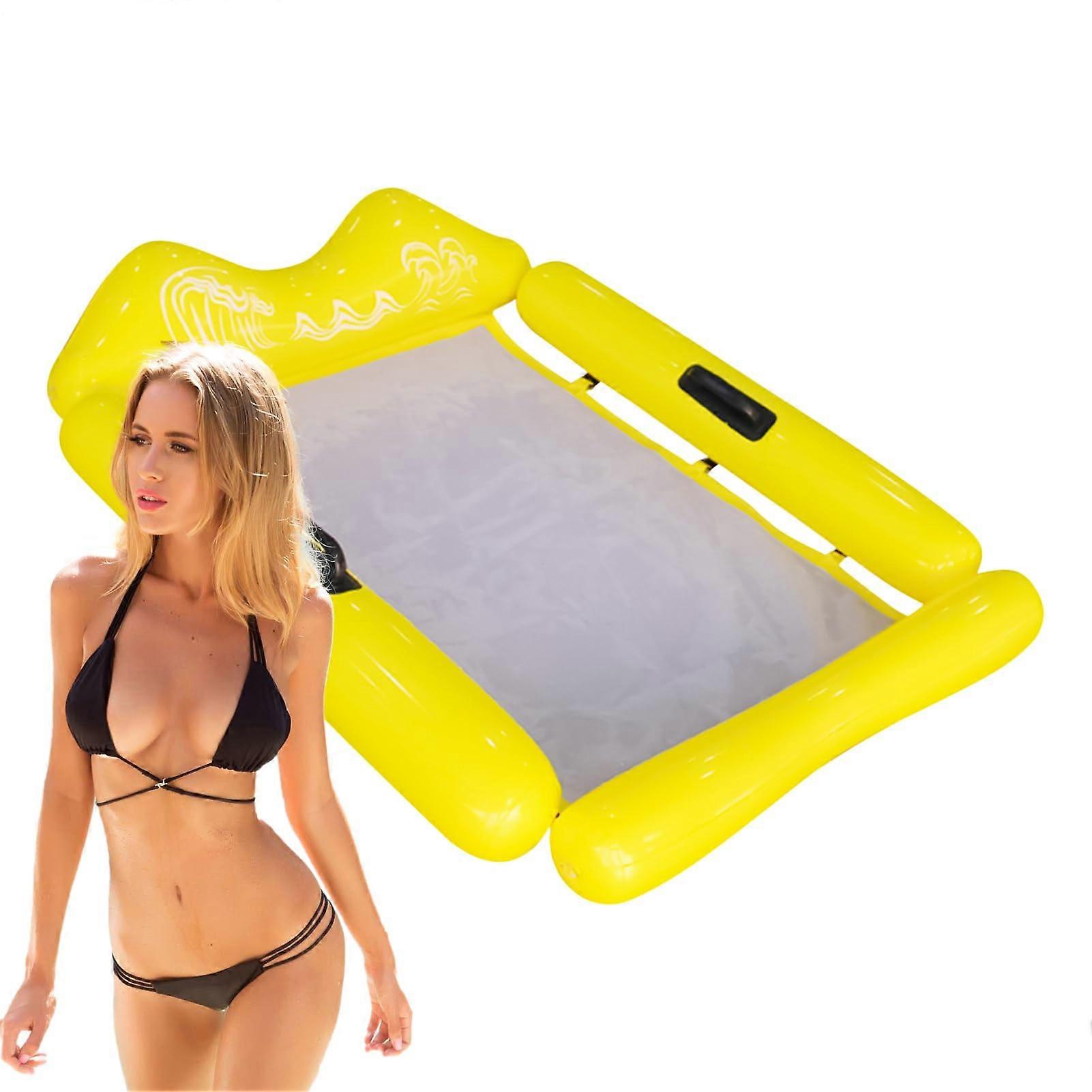 Pool Hammock Inflatable Pool Hammock Floating Island, For Use On Sea Inland Waters River Lake Yellow