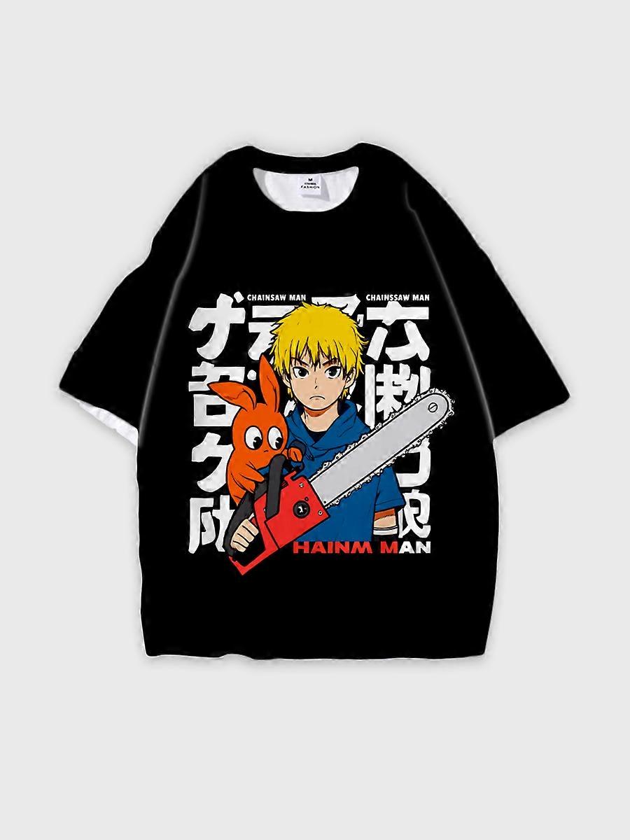 T-shirt round neck book Characters Pattern loose short sleeve E1999