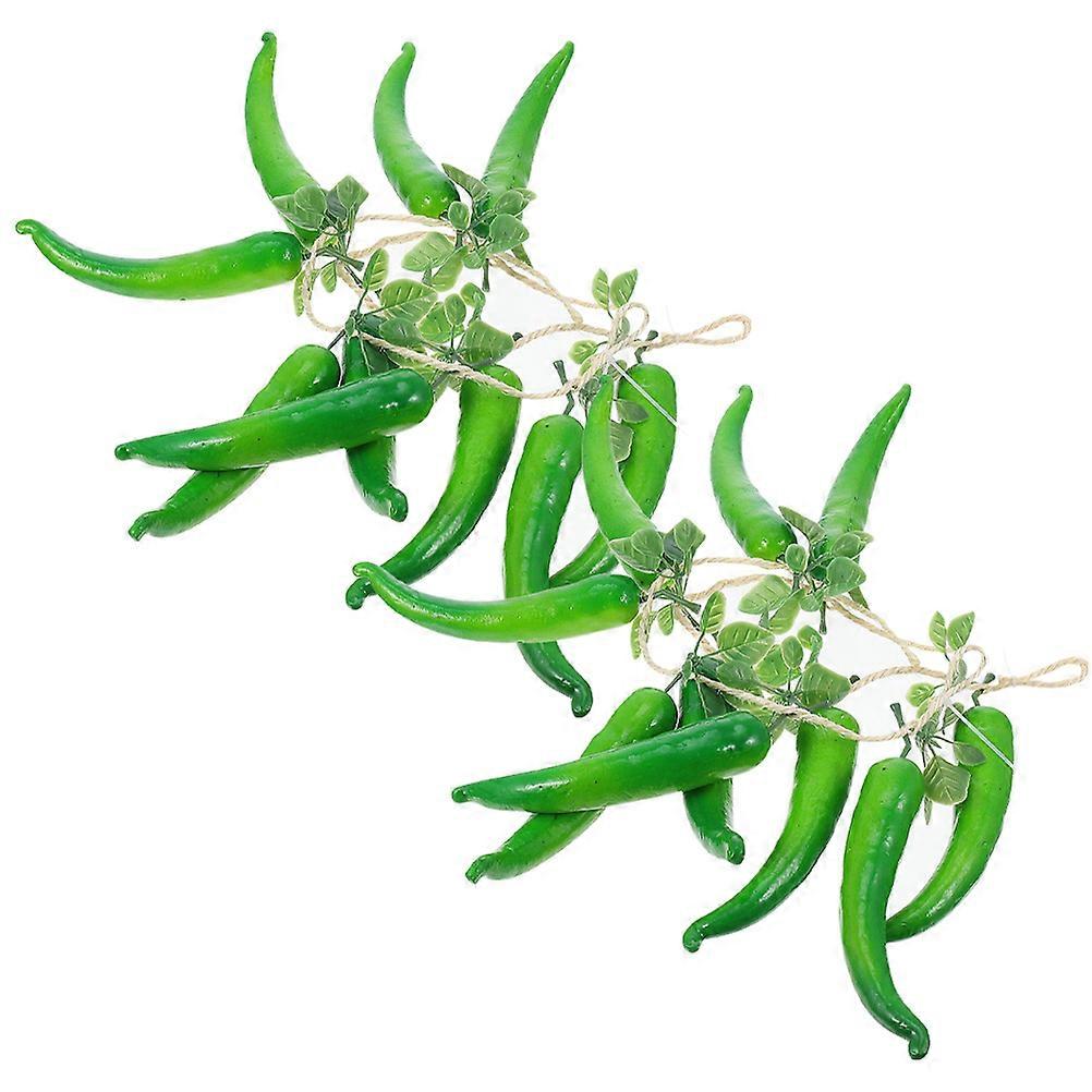 Artificial Vegetable String Pepper Decor 4Set Features Green Long Pepper Shape For Decoration