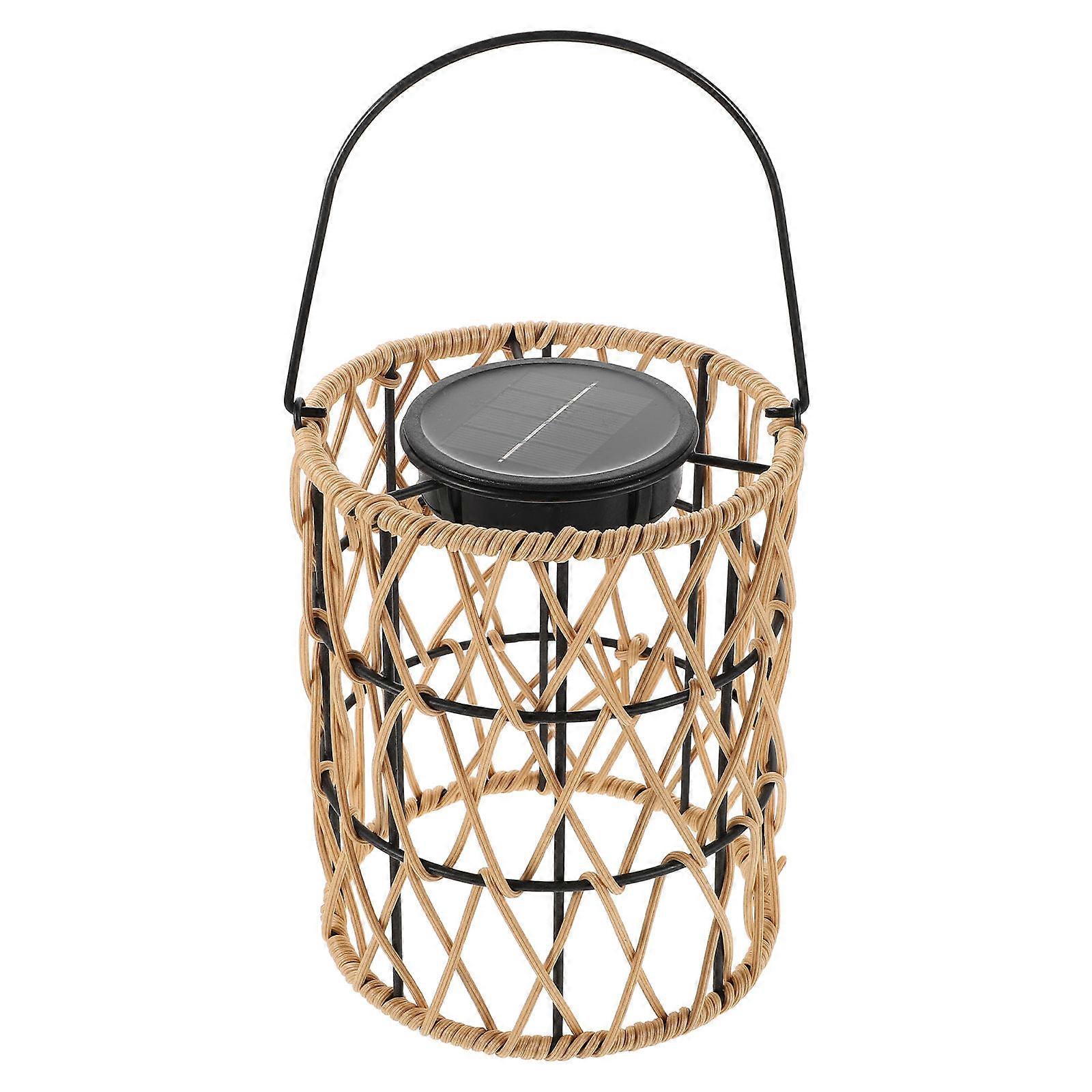 Decorative Black Solar Lights Rattan Woven Design For Front Door Hanging Illumination 1Pcs Waterproof