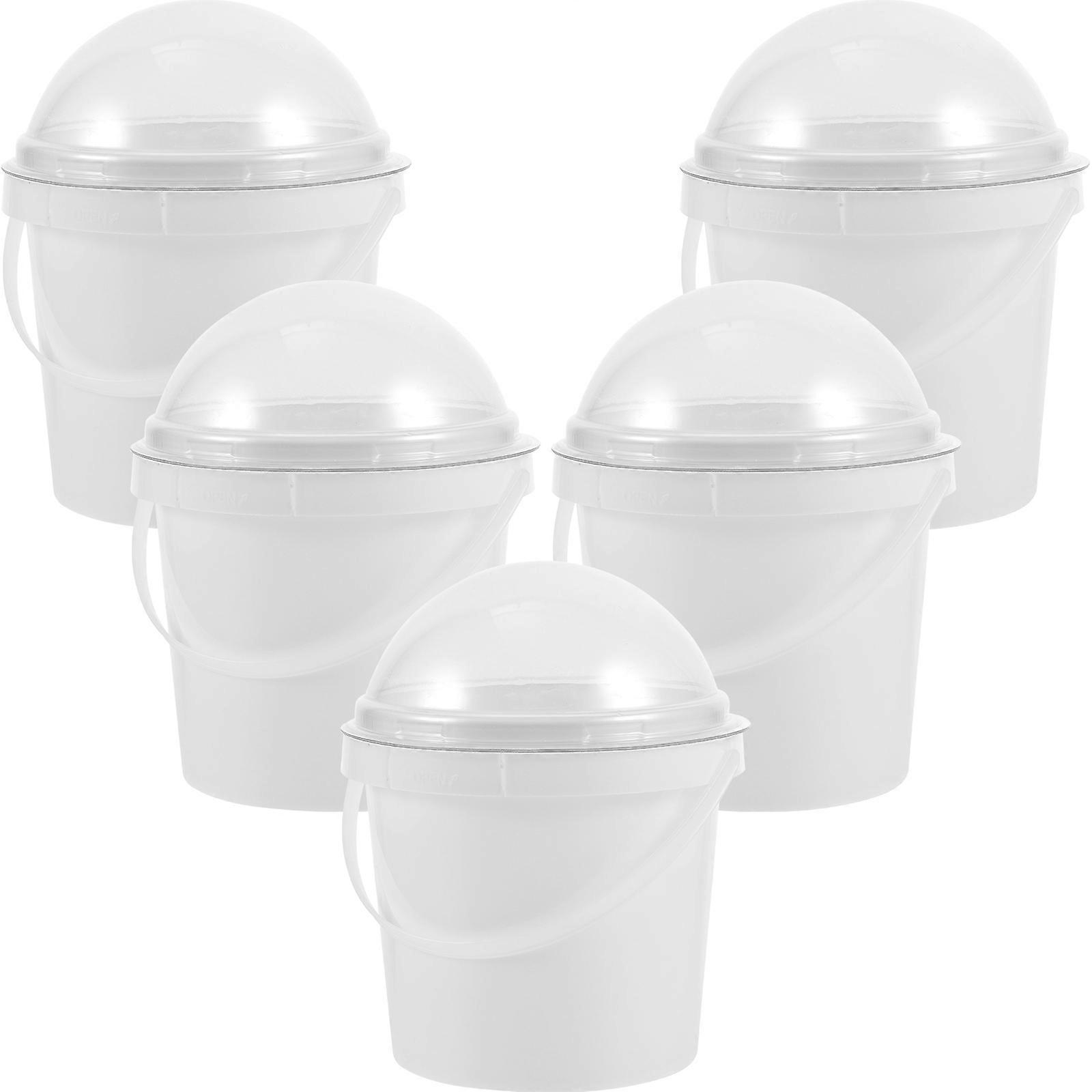 Ensemble de 5 bols à goûter, pots à glace en plastique blanc avec poignée, rangement polyvalent pour la maison