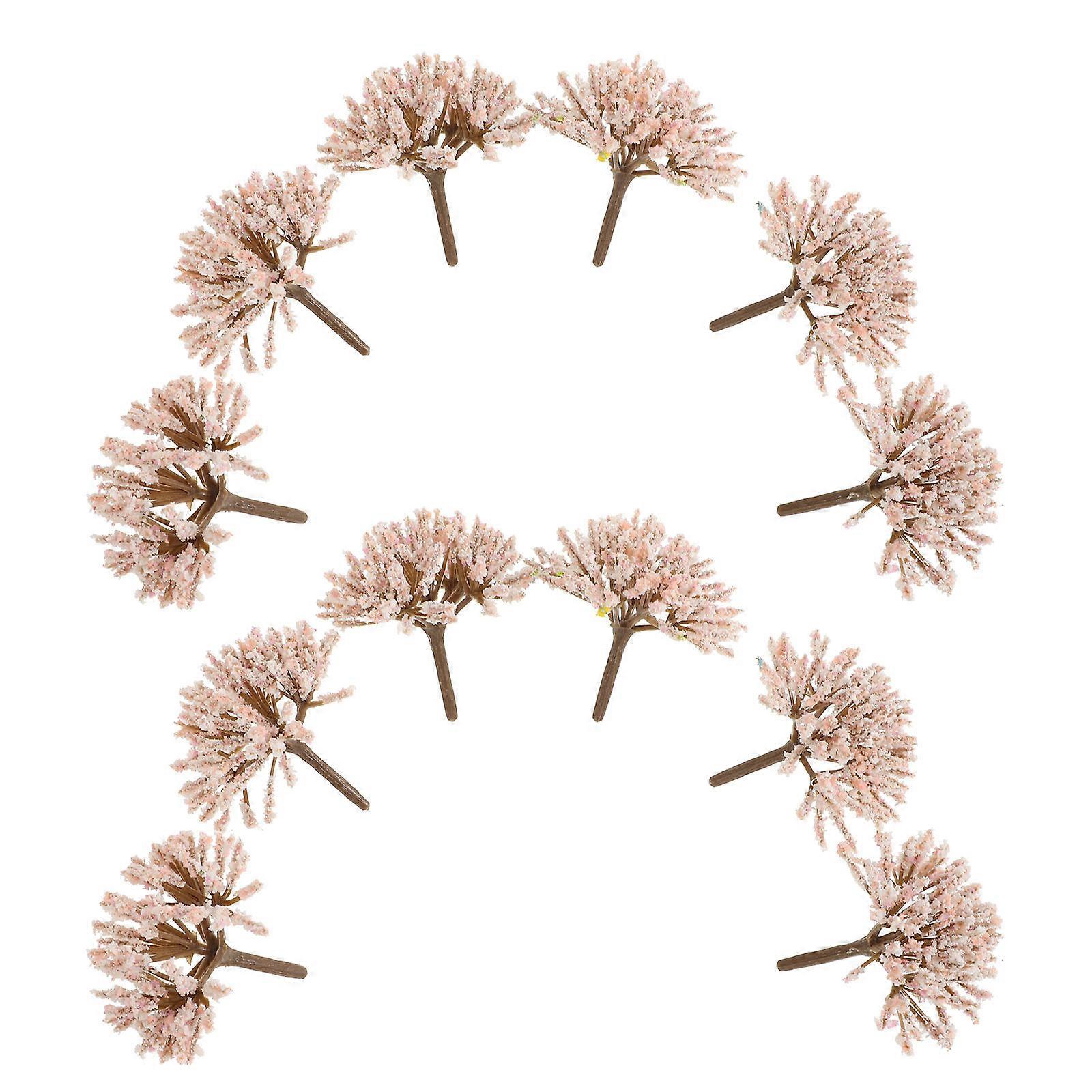 20pcs Miniature Landscape Model Trees for Crafts Railroad Scenery Decoration Cherry Blossom Fake Tree Set