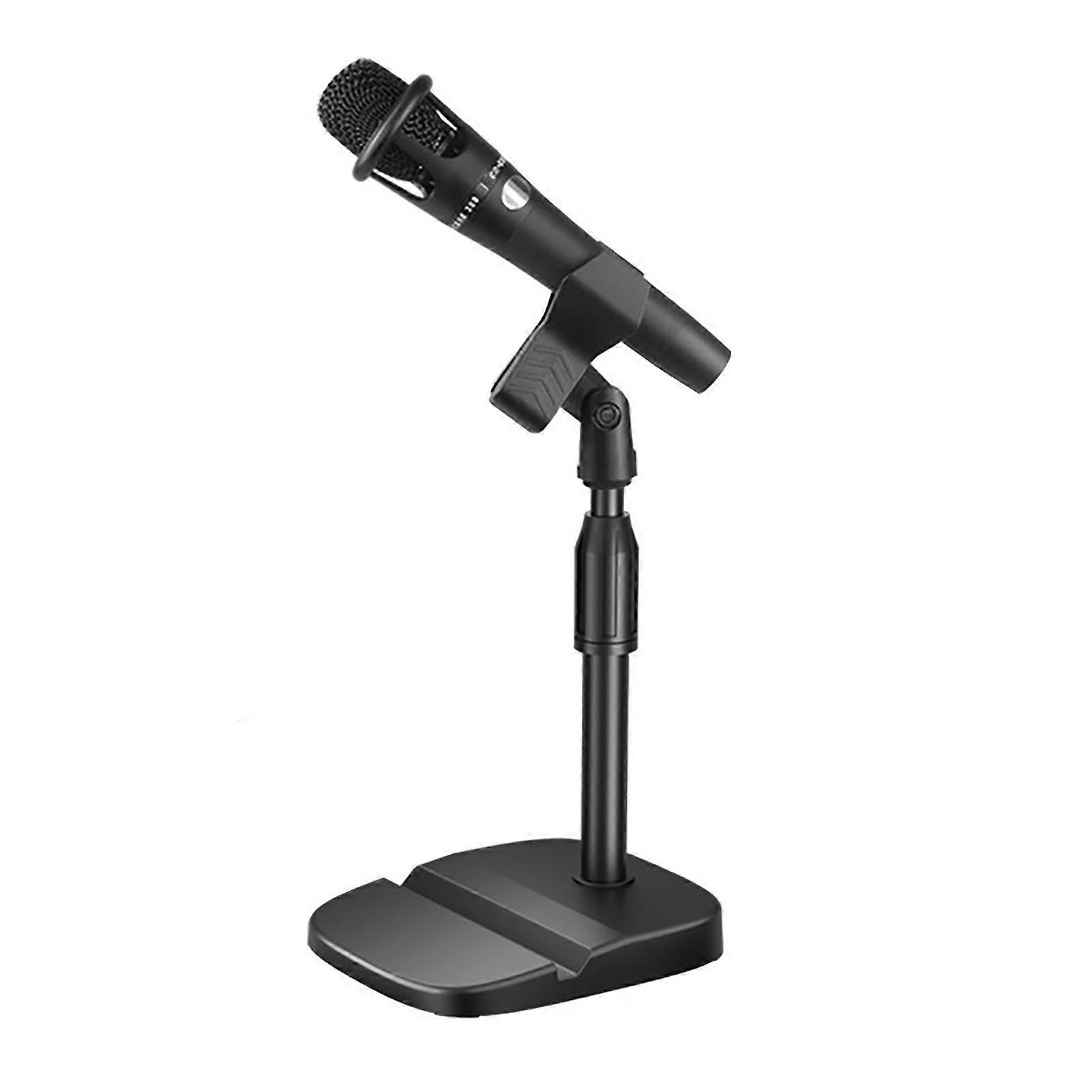Desktop Microphone Stand Adjustable Prevent Slip Table Mic Holder with Phone Tablet Slot for Live Streaming Karaoke Spring Mic Clip