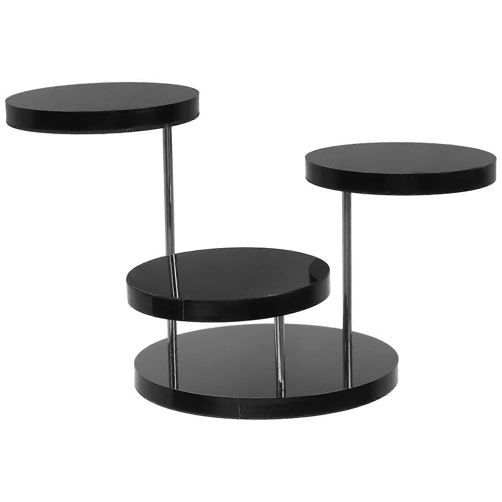 Black Acrylic Ring Display Holder for Home Use with Multilayered Design 4.5 Inches