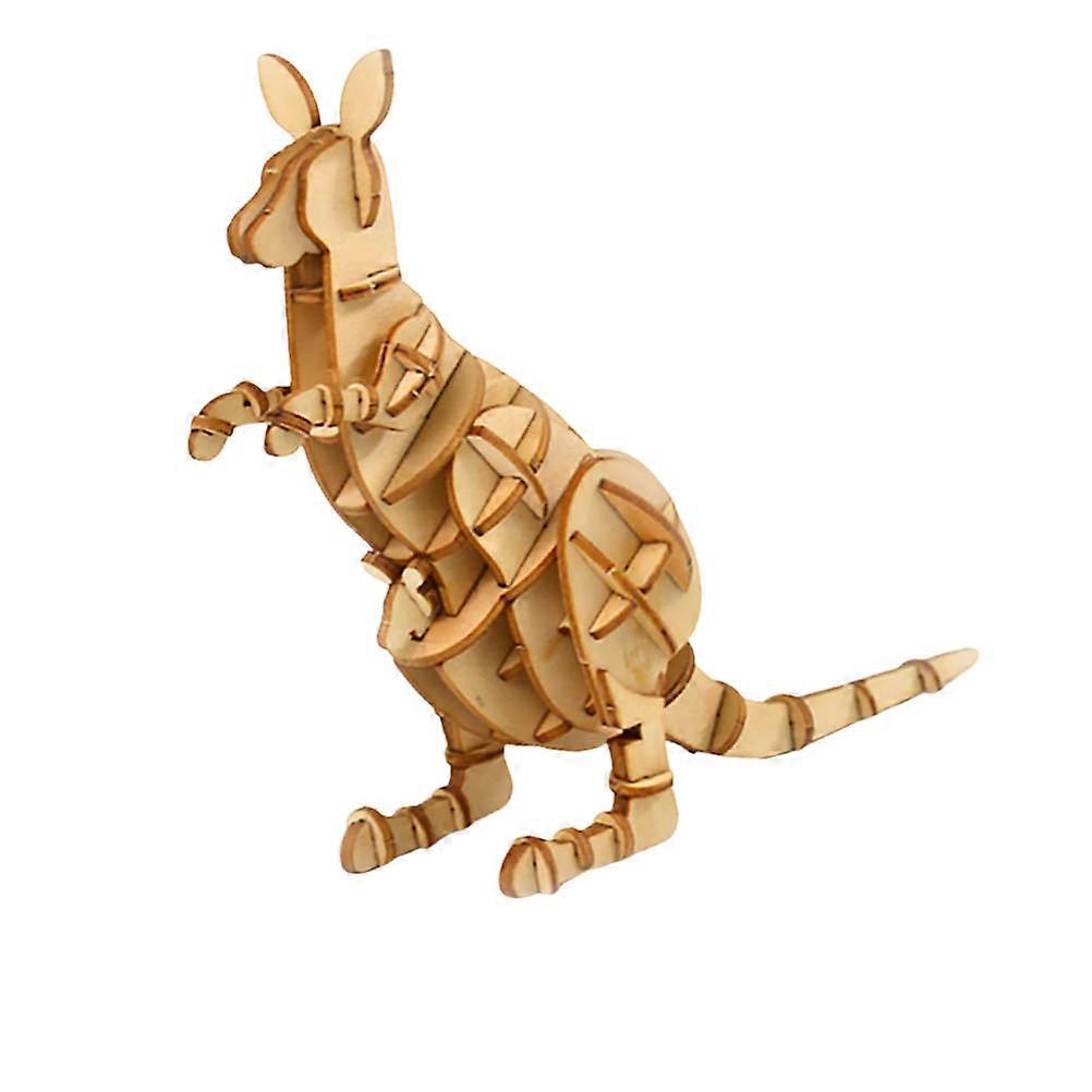 Wooden Kangaroo Jigsaw Puzzle DIY Handmade Educational Craft Model with Safe, Smooth Finish for Developing Hand Eye Coordination and Birthday